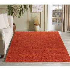 Orange Carpets Serdim Rugs Plain Fluffy Shaggy Orange