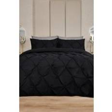 Highams Diamond Pintuck Duvet Cover Black