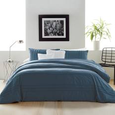 DKNY Chenille Textured Stripe Pillow Case Blue