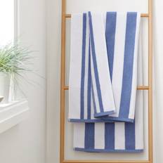 Blue Bath Towels Bianca 'Reversible Stripe' Cotton Jacquard Bath Towel Blue