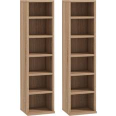 Shelf Shelving Systems Homcom CD Media Display Unit Natural Shelving System 21x88.5cm 2pcs