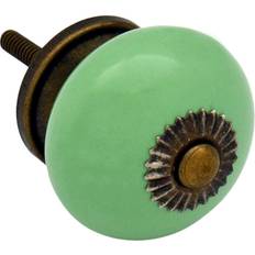 Round Ceramic Cabinet Knob Green Green