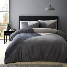 Catherine Lansfield Grey Larsson Geo Cosy Warm Fleece Duvet Cover Set Dynebetræk Grå (200x220cm)