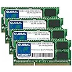 Global Memory 32GB 4 x 8GB DDR3L 1600MHz PC3L-12800 204-PIN SODIMM MINNE RAM KIT FÖR INTEL IMAC 27 TUM RETINA 5K SENT 2014 MITTEN 2015