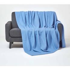 Cotton Blankets Homescapes Organic Cotton Waffle Blankets Blue