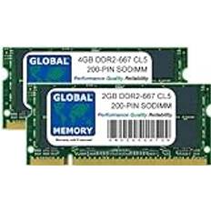 Global Memory 6GB 4GB 2GB DDR2 667MHz PC2-5300 200-PIN SODIMM MINNE RAM KIT FÖR INTEL IMAC MITTEN 2007