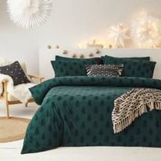 The Linen Yard Tufted Double Duvet Cover Green