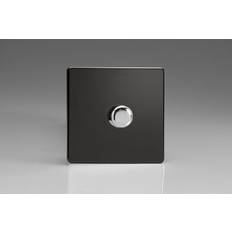 Black Wall Dimmers Varilight HDL3S Screwless Premium Black 1 Gang 2-Way Push-On/Off Dimmer 60-400W V-Dim