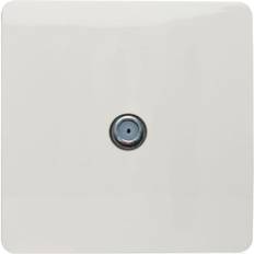 Trendi Switch 1 Gang Artistic Modern Glossy Screwless Television Satellite Socket in White ART-SATWH