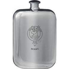 Red Hip Flasks I Luv LTD Berry Family Crest Pocket 6oz Hip Flask