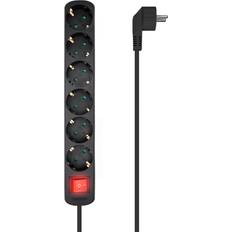 Enchufes de Pared Aisens Regleta con Interruptor A154-0536/ 6 Tomas de Corriente/ Cable 1.4m/ Negro