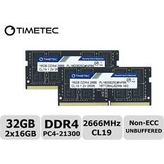 TIMETEC Hynix IC 32GB Kit 2x16GB DDR4 2666MHz PC4-21300 Unbuffered Non-ECC 1.2V CL19 2Rx8 Dual Rank 260 Pin SODIMM Laptop Notebook Computer Memory