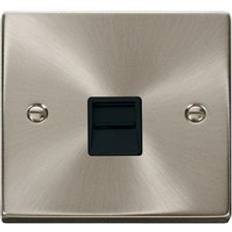 Deco Satin Chrome 1 Gang Telephone Outlet With VPSC120BK