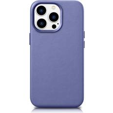 Icarer Lederhülle Echtes Leder für iPhone 14 Pro Max Light Purple WMI14220708-LP MagSaf iPhone 14 Pro Max Smartphone Hülle, Violett