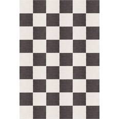 Layered Alfombras Layered Chess Wool Rug Black And White 140x200 cm Negro