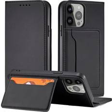 Hurtel iPhone 12 Pro Max Plånboksfodral Magnet Stand Svart
