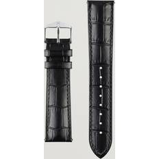 Hirsch Duke Embossed Leather Watch Strap Black