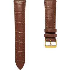 20 mm Klockarmband Trendhim 24mm Lysebrun i Krokodille-Præget Læder med Guldfarvet Spænde – Quick Release