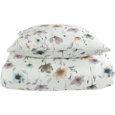 Bomuldssatin sengetøj 200 x 200 Borg Living Sengetøj Flower white Dynebetræk Hvid (200x200cm)