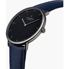 Vegan Wrist Watches Nordgreen Native Sort Skive Navy Vegansk Læderrem 36mm