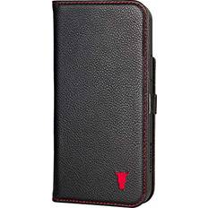 Torro iPhone 12 12 Pro Leather Case with Stand function Black with Red Detail
