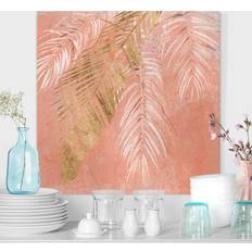 Or Arts encadrés Klebefieber Impression Sur Toile Palm Fronds In Pink And Gold Art encadré