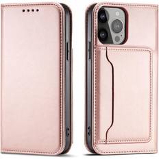 Hurtel Magnet Card Case Samsung Galaxy S23 Ultra etui med klap pungstativ pink