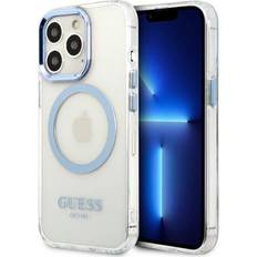 Guess GUHMP13LHTRMB iPhone 13 Pro 13 6,1" niebieski/blue hard case Metal Outline Magsafe iPhone 13 Pro, iPhone 13 Smartphone Hülle, Blau