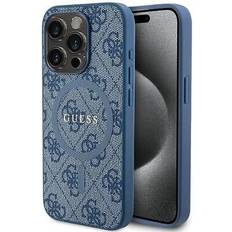 Guess 4g leder metall logo mit magsafe hartschale für iphone 15 pro blau neu