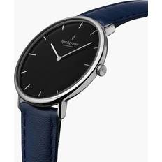 Vegan Wrist Watches Nordgreen Scandinavian slim minimalist Silver Case Silver 28mm Navy Vegan Leather