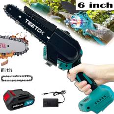 Teetok Mini Cordless Chainsaw 6" Electric One-Hand Saw Wood Cutter Battery--Makita Compatible