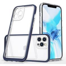 Hurtel Clear 3-i-1-etui til iPhone 12 Pro gel cover med ramme blå