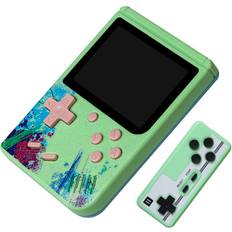 Game Consoles Jardiboutique Green with handle Handheld Retro Video Game Console Built-in 500 Classic Game Kids Gift