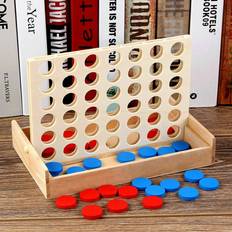 The Magic Toy Shop Four in a Line Traditional Wooden Edu Board Game Classic 4 in a Row Connect Four