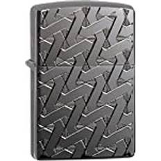 Lighters Zippo 49173 – Geometric Weave Design – Armor Black Ice – Stormtändare, påfyllningsbar, i högkvalitativ presentförpackning