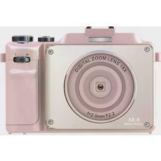 Digitalkamera 4K/48MP/18X digital zoom/autofokus/dubbelkamera med 32GB TF-kort Rosa