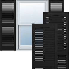 Black Window Shutters Ekena Millwork LL1S12X02500BL Livstidsvinyl, Standard Cathedral Top Center Louver Shutters Fönsterlucka