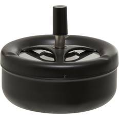 Premier Housewares Large Spinning Ash Tray With Lid Black Outdoor Ashtray For Cigarettes Ashtrays With Matte Finish For Garden Smoking Round Shape