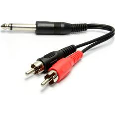 Cables Kenable 6.35mm Mono Jack Plug to Twin Stereo Phono 20cm
