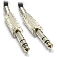 Cables Kenable High Quality Stereo Jack 6.35mm METAL Plug to Plug Lead Black 1m