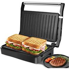 Sandwich Toasters Aigostar Sandwich Toaster, 1000W Deep Fill Toastie Maker, 2 Slice Panini Press, Electric Grill with Non-Stick Plates, Stainless Steel, Easy to