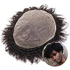 WAOCEO Tupé män Afro Curly Wig Toupee for Helspets Toupee peruker svarta Protes