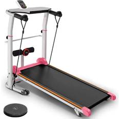 Fitness Machines Absuyy Folding Treadmill Portable Manual Walking Treadmill with Preset Programs LCD Monitor, Compact Incline Treadmills for Women Mens Jogging at Home