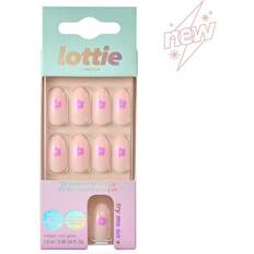 Lottie Stay Press d Press on Nail Set Lilac Flower Print Almond Shape Flower Power Nails