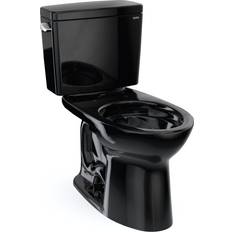 Toilets Toto Drake Ebony Elongated Standard Height 2-piece Toilet 12-in Rough-In 1.6-GPF in Black CST776CS-51