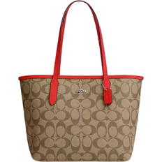 Totes & Shopping Bags Coach Mini City Tote In Signature Canvas - Silver/Khaki/Miami Red