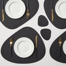 Faux Leather Place Mats Hotel Set of 2 Pebble Place Mat Black