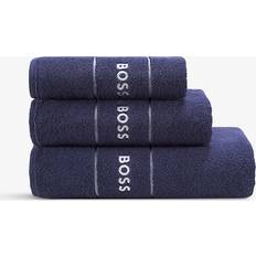 Egyptian Cotton Towels HUGO BOSS Navy Plain Egyptian Bath Towel Blue (150x)