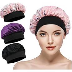 Uraqt Satin Bonnet Sleep Cap, 3 Pack Night Head