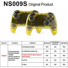Game Controllers Maxpower 2PC Crystal Yellow 2PCS Bluetooth 2.4G Wireless Controller For Nintendo Switch Pro PC TV